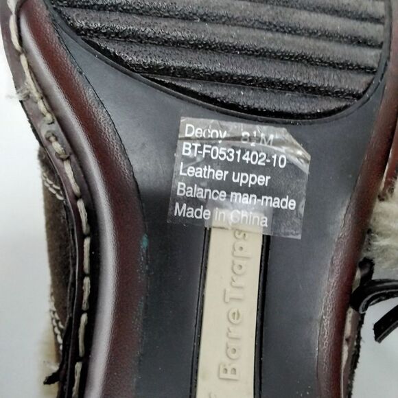 Bare Traps Decoy Clogs Mules Brown Suede Faux Fur Trim Block Heel  8.5M - Picture 8 of 9